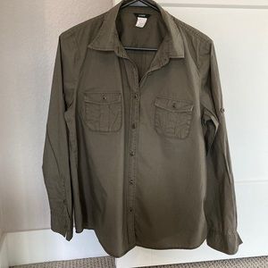 J.Crew Women’s Utility Button Down Shirt Green Size Large